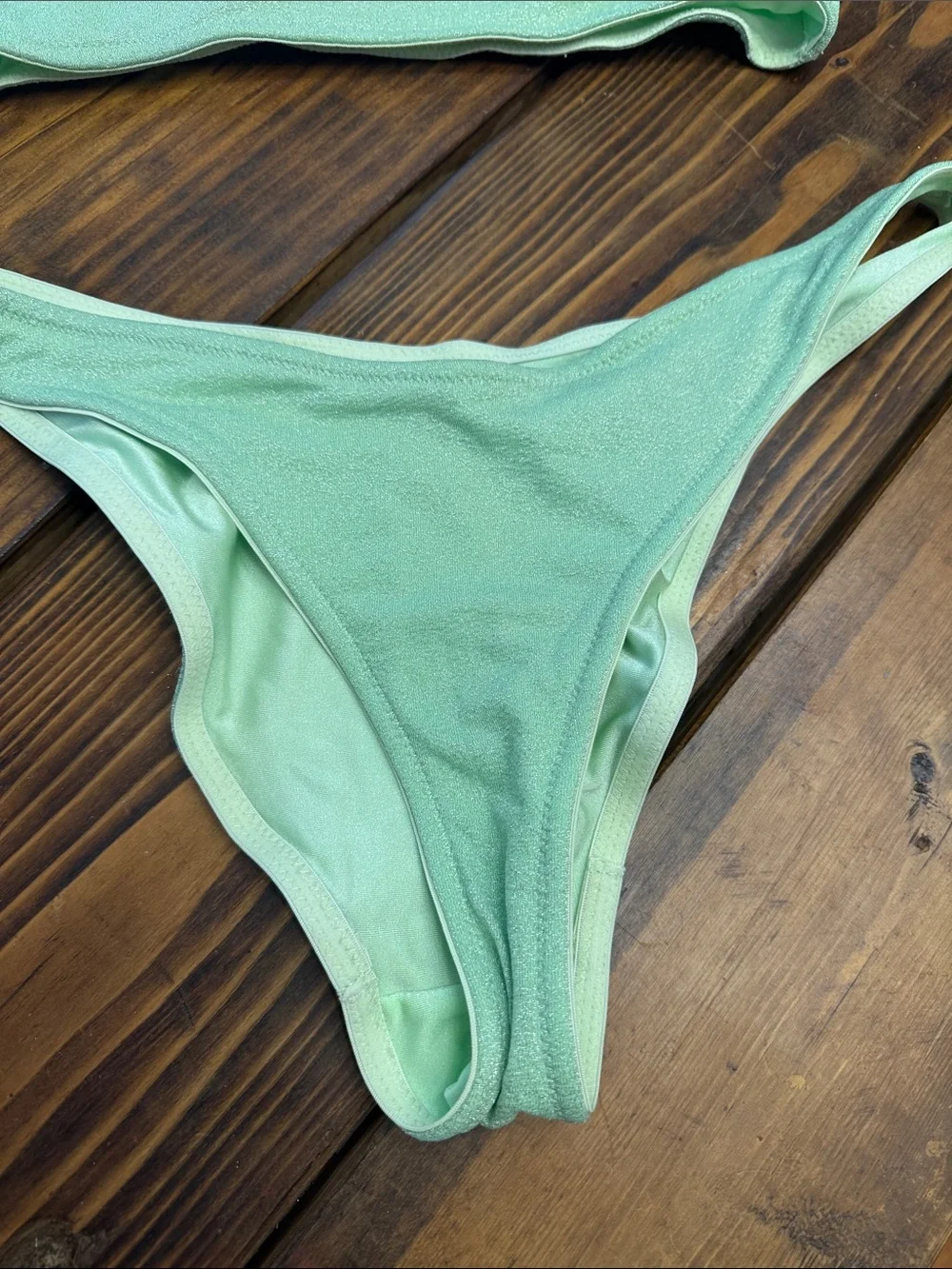 triangl swimwear Mint One-Shoulder Bikini Set with Pouch Top large/bottom XL EUC